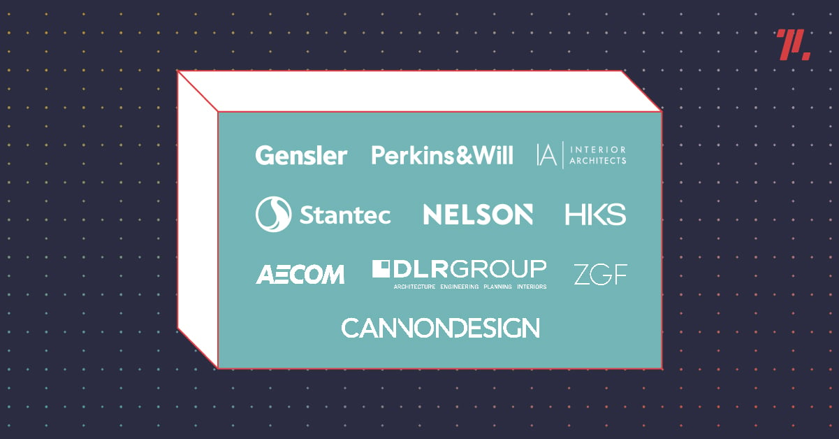 Graphic displaying logos of top architecture and design firms 