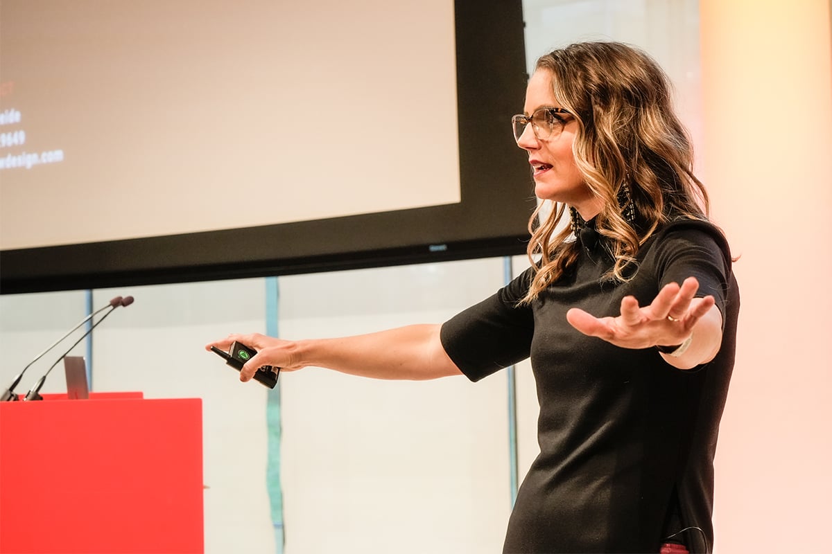 image of Amanda Schneider at a speaking event