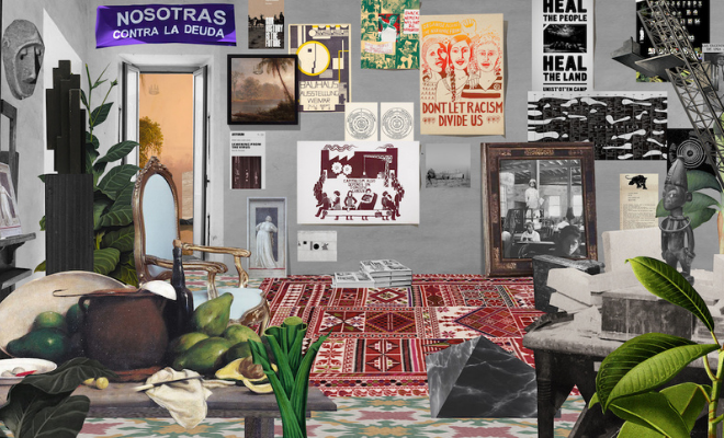 A feminist room collage by Cruz Garcia & Nathalie Frankowski of  WAI Think Tank 