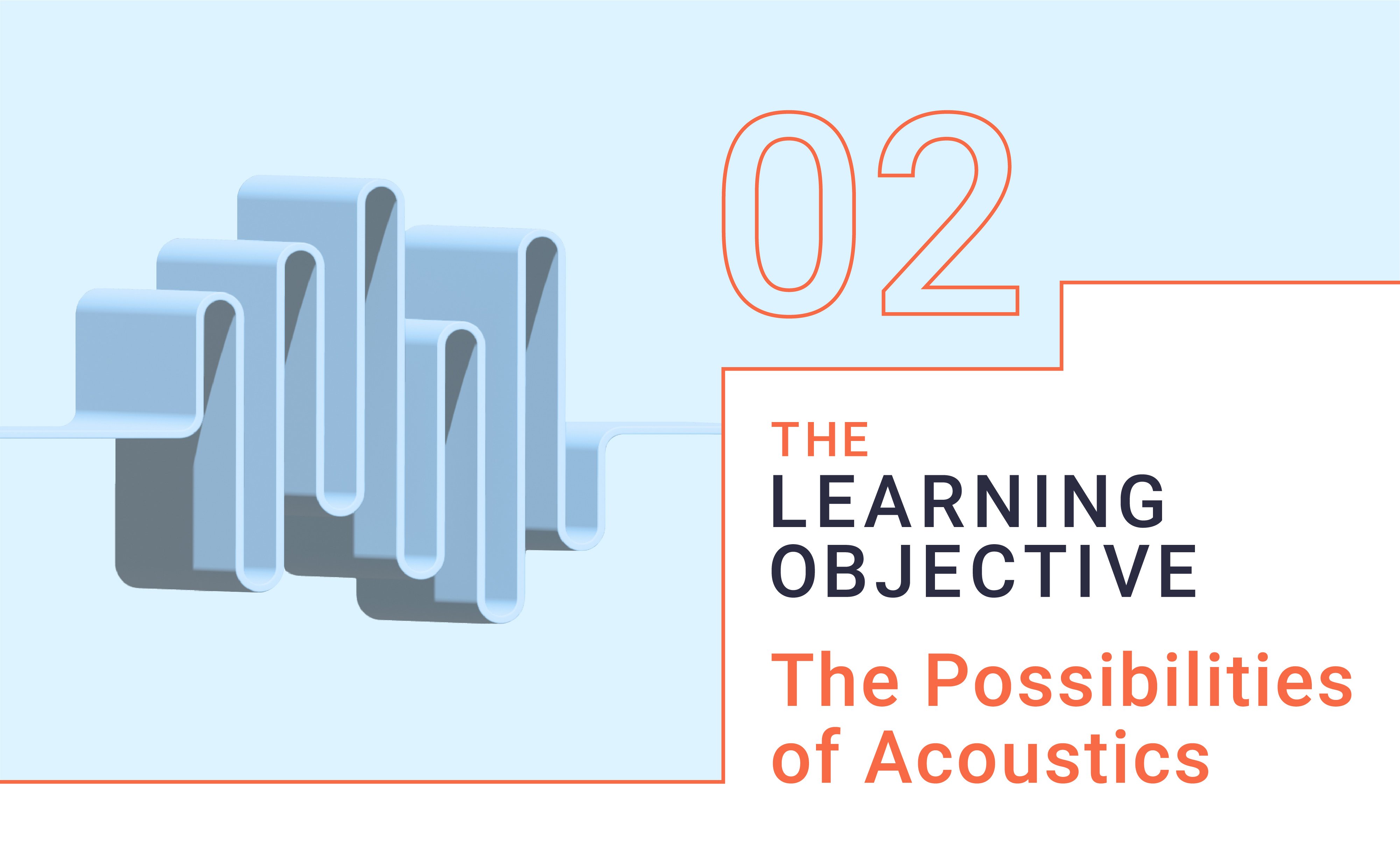 Graphic with waveform and text promoting the The Learning Objective CEU Podcast from ThinkLab on The Possibilities of Acoustics in the Built Environment
